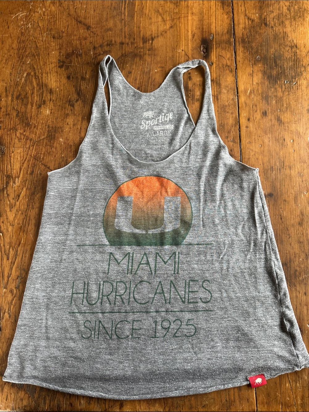 Sportique Grey Miami Hurricanes Graphic Tank